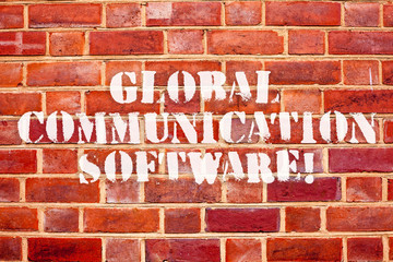 Word writing text Global Communication Software. Business concept for Ways to connect showing across geographic