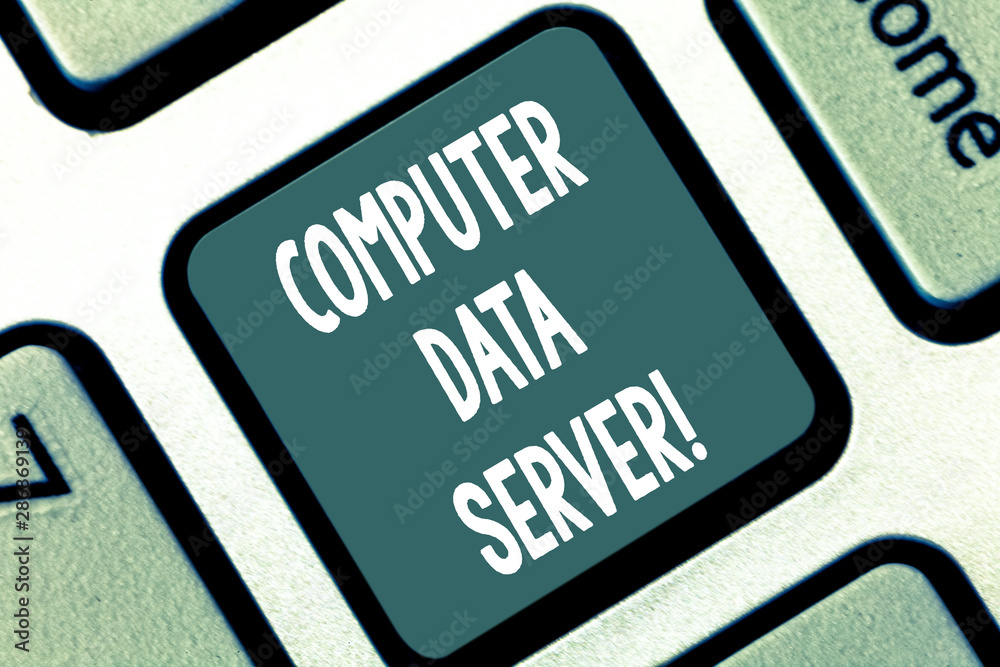 Poster writing note showing computer data server. business photo showcasing computer platform that delivers