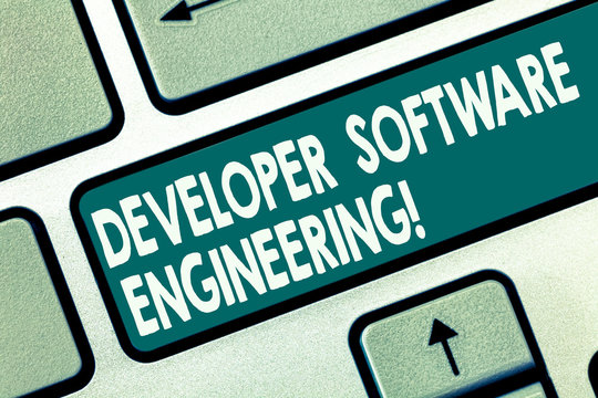 Word writing text Developer Software Engineering. Business concept for Forming software base on engineering standard Keyboard key Intention to create computer message pressing keypad idea