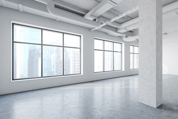 Empty white industrial style room corner