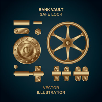 Safe lock mechanism. Bank safe lock system vector illustration. Part of set.