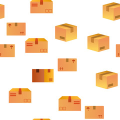 Parcel, Cardboard Boxes Vector Color Seamless Pattern Flat Illustration
