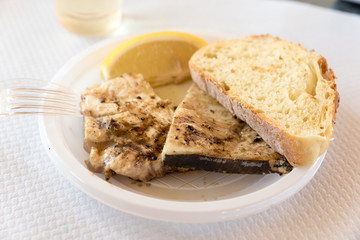 Grilled Swordfish with bread