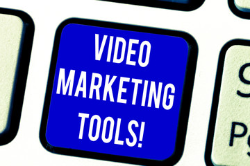 Text sign showing Video Marketing Tools. Conceptual photo Technique used to increase audience...