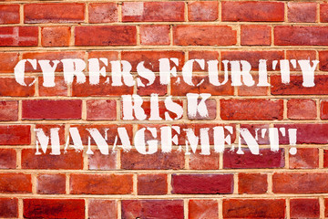 Word writing text Cybersecurity Risk Management. Business concept for Identifying threats and applying actions
