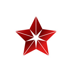 Obraz premium Christmas star red - simple 5 point star - isolated on white - vector illustration