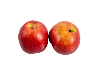 two red apples on a white background