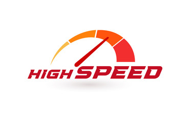 Auto speedometer or business speedometer icon template. Isolated vector illustration.