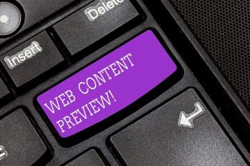 Text sign showing Web Content Preview. Conceptual photo textual visual aural that encountered of...