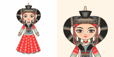 Buryat girl in national costume