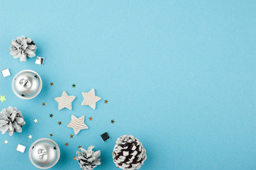 Christmas background with white silver stars