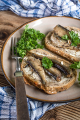 Sandwich with sprats.