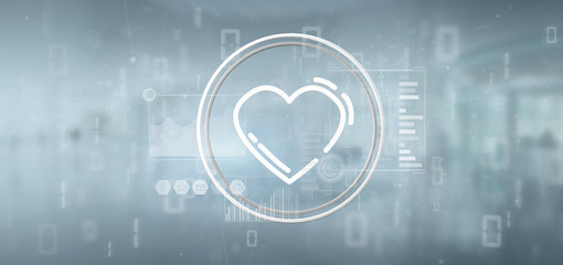 Heart icon surrounded by data