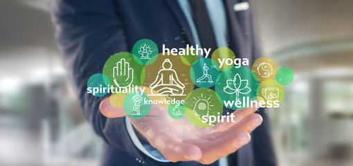 Conscious head icon on a color background