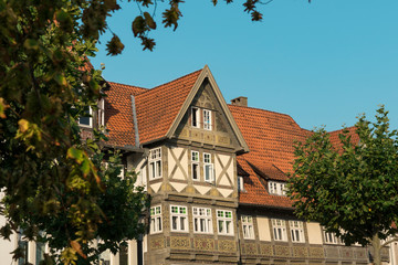 Fototapeta na wymiar Decorative traditional half timbered houses in Bad Salzuflen, Germany