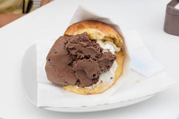 Brioche with Sicilian ice cream