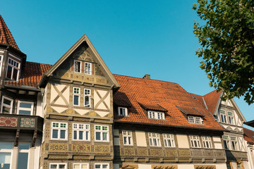 Decorative traditional half timbered houses in Bad Salzuflen, Germany