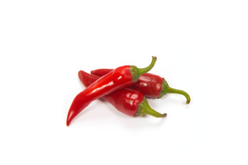 Chili pepper on isolated white background. Red pepper pods.