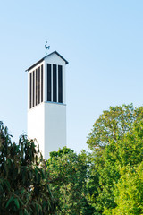 White tower of Liebfrauen Church in Bad Salzuflen, Germany