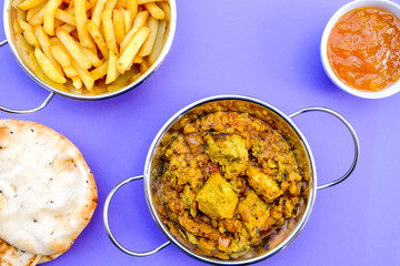 Indian Style Chicken Dhansak Curry With Chips