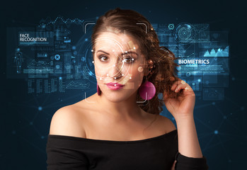 Face detection and recognition. Computer vision and artificial intelligence concept.