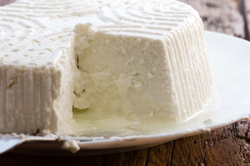Tasty fresh cow Ricotta cheese
