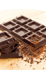Cubes of dark chocolate