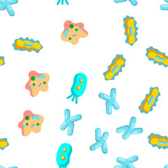 Bacteria, Bacterial Cells Vector Seamless Pattern Color Flat Illustration