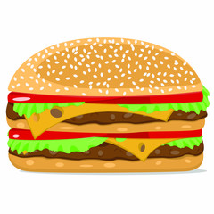 Sandwich isolated vector color image in flat style for design about food.