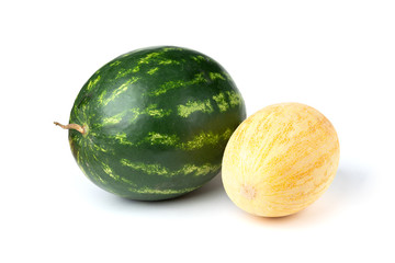 Watermelon and melon isolated on white background.