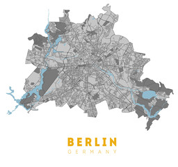 Berlin map. Detailed poster city map Berlin. Germany © Kseniya