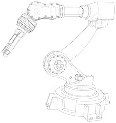 Robotic arm. Technical wire-frame. Vector rendering of 3d. EPS10 format.