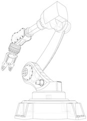 Obraz premium Robot hand. EPS10 format. Wire-frame Vector created of 3d.