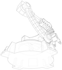 Robot hand. EPS10 format. Wire-frame Vector created of 3d.