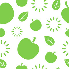 Seamless pattern with green apples