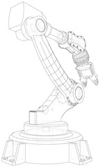 Robot hand. EPS10 format. Wire-frame Vector created of 3d.