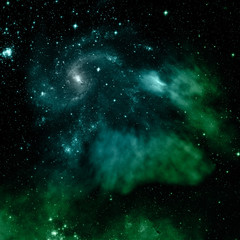 Star field in space and a nebulae. 3D rendering