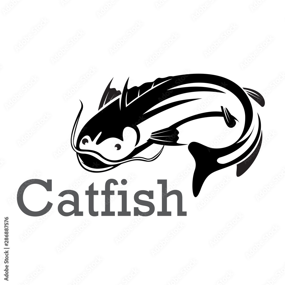 Poster catfish art logo design inspiration