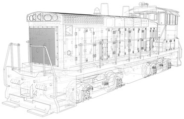 Train engines. EPS10 format. Wire-frame Vector created of 3d. EPS10 format.