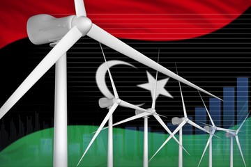 Libya wind energy power digital graph concept - green natural energy industrial illustration. 3D Illustration