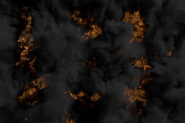 Naklejka na ściany i meble heavy smoke on burning space wild fire background - fire 3D illustration