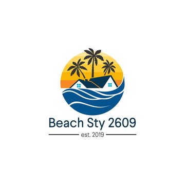 simple home and beach vector logo