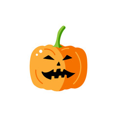 Halloween pumpkin isolated on white background. Flat style vector illustration.