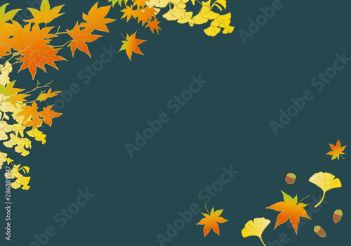 紅葉の和風デザインテンプレート Wall Mural Wallpaper Murals 二本杉