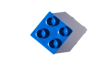 Element of the children`s designer. Blue block isolated on white background.