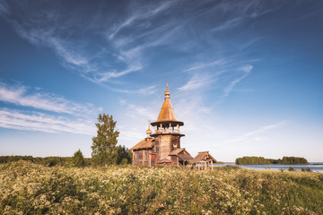 Ust-Yandoma. Chapel of St. George the Victorious. Republic of Karelia. June 2019 - obrazy, fototapety, plakaty