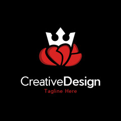 Loving Of Love King Royal Creative Icon Logo, King Love Logo Icon Design, Heart Love Crown Logo Concept sign symbol icon Design. Health Care, Medical, Valentine's Day Logotype. 