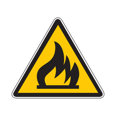 Fire warning sign on white