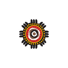 Fototapeta premium Aboriginal art dots painting icon logo design vector illustration template