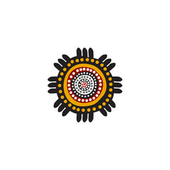 Aboriginal art dots painting icon logo design vector illustration template